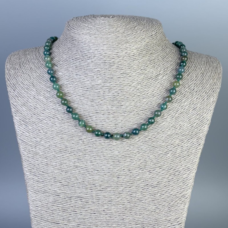 Necklace of Green Jasper, smooth round beads 6mm diameter, length 45cm ± with clasp
