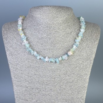 Morganite Chunk Necklace, diameter 4-12×2-4mm +-, length 45cm +- with clasp