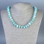 Amazonite Beaded Necklace with Faceted Beads, 11x7-10mm, length 45cm± with clasp