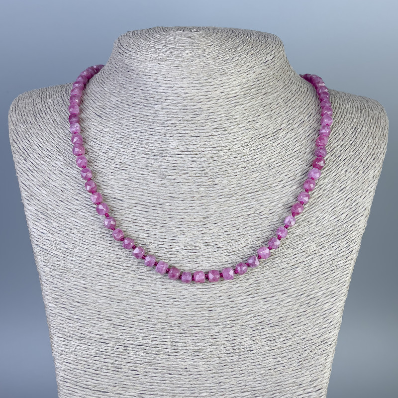 Tourmaline Rubyelit Faceted Cube 5x5mm±, Length 50cm± with Jump Ring