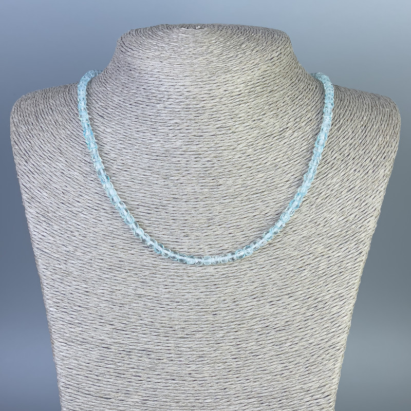 Faceted Topaz Bead Necklace Cube 4x4mm+, length 45cm+-, with clasp