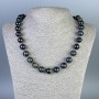 Necklace Hawk's Eye Smooth Bead, 12mm diameter +/-, length 50cm +/- with clasp
