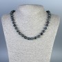 Necklace Hawk's Eye smooth bead, diameter 8mm±, length 50cm± with clasp