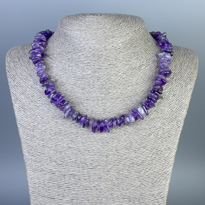 Amethyst Chip Necklace 10-13x2-4mm, length 45cm, with clasp