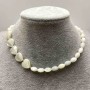 Choker Pearl Beads, 5.5x9mm+- heart 12x12x4mm+ golden metal, length 35-40cm+- with extension chain