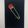 Brooch Pin with Red Crystal Golden Metal 36x12mm+