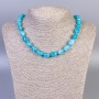 Aquamarine Bead Necklace, faceted, 12x9 mm, length 45 cm, with clasp
