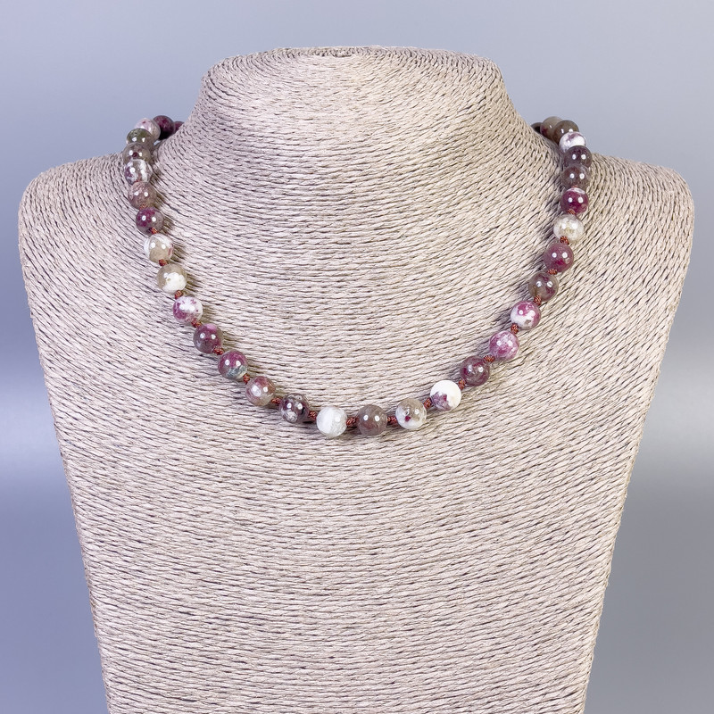 Tourmaline Bead Necklace, Smooth Round Beads Ø 8mm, 45cm length ± with clasp