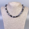 Snow Obsidian Necklace - Apache Tears, faceted round beads, 10mm diameter, length 50cm, with clasp