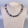 Snow Obsidian Necklace - Apache Tears, faceted round beads, 10mm diameter, length 50cm, with clasp