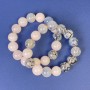Set of Bracelets Pink Quartz and Dragon Vein Agate Smooth Bead, diameter 12mm±, length 18cm± stretch