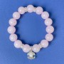 Rose Quartz Bracelet with Smooth Beads 12mm±, with metal insets, length 18cm±, elastic