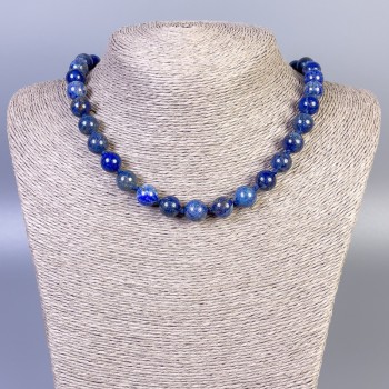 Lapis Lazuli Necklace Beads Smooth Balls 10mm Dia ±, Length 45in ± with Clasp