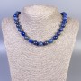 Lapis Lazuli Necklace Beads Smooth Balls 10mm Dia ±, Length 45in ± with Clasp