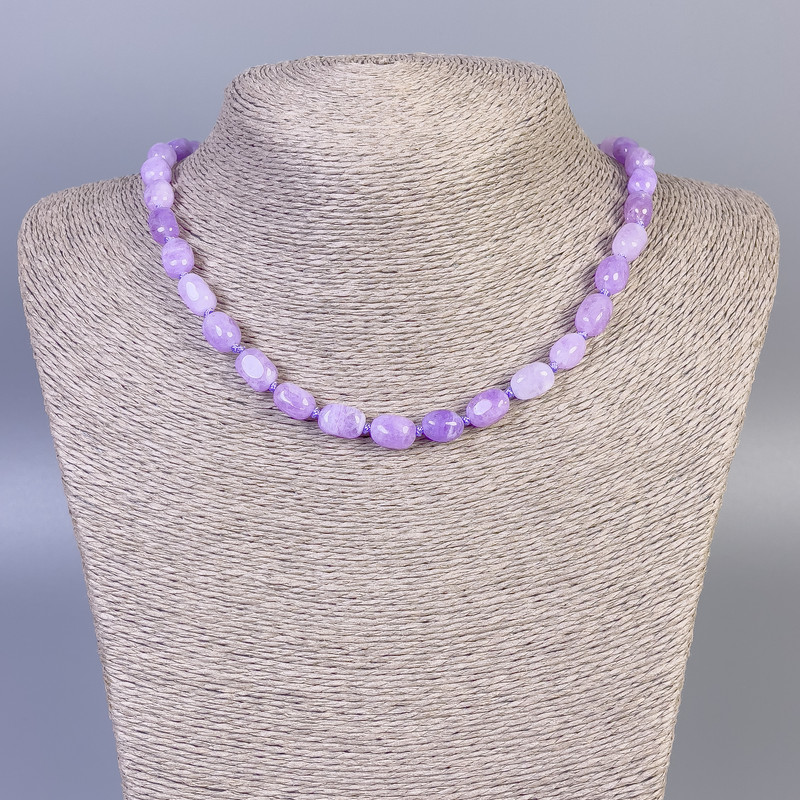 Necklace Lavender Amethyst faceted beads, 11x7 mm, ± diameter, length 45 cm ± with clasp