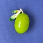 Brooch Olive light green enamel 30x24mm+- gold-tone metal