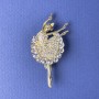 Brooch 'Ballerina' with white crystals, gold-toned metal