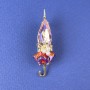 Brooch "Umbrella" with Pink Crystal and Pearls 46×16mm± Gold-Toned Metal