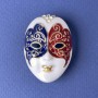 Brooch Mask White Black Burgundy Enamel White Crystals Gold-tone Metal 27x39mm+