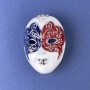 Brooch Mask white black burgundy enamel white crystals silver-toned metal 27x39mm+