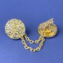 Brooch for cardigans in golden metal, diameter 20mm±, chain length 9cm+