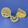 Brooch for Cardigans Gold-Tone Metal with White Crystals, diameter 20mm±, chain length 9cm+