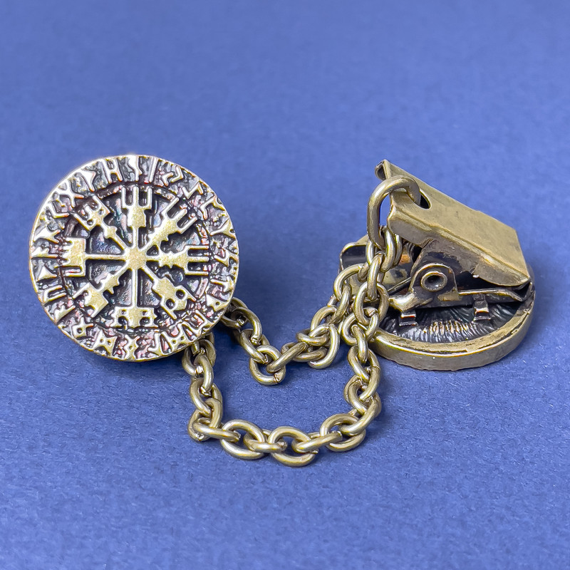 Brooch for Cardigans Bronze Color, diameter 20mm±, chain length ~9cm+