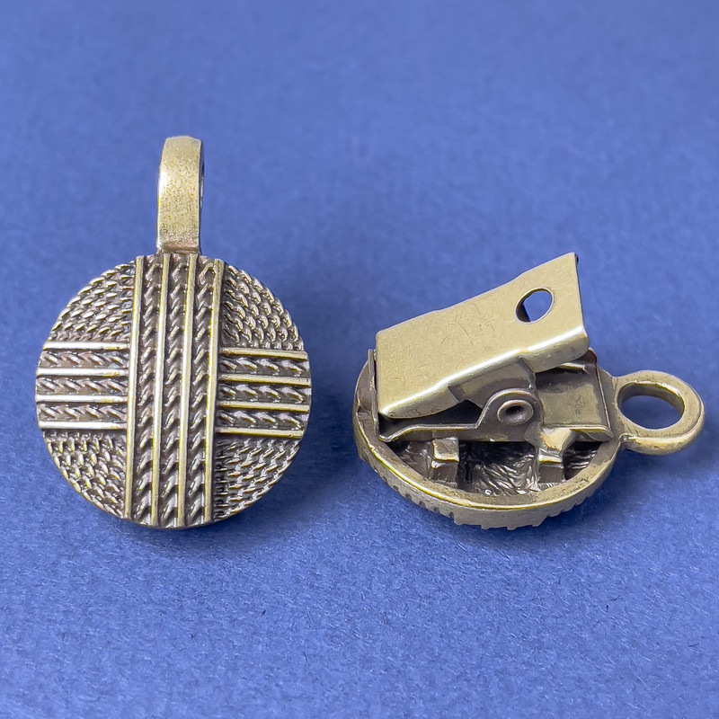 Bronze-toned Brooch Clip for Cardigan, diameter 20mm ±, length 52mm ±