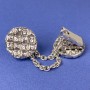 Brooch for Cardigans Dark Silver Metal, diameter 20mm±, chain length 9cm+