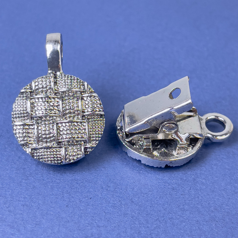 Brooch clip for cardigan dark-silver metal, diameter 20mm +-, length 52mm+