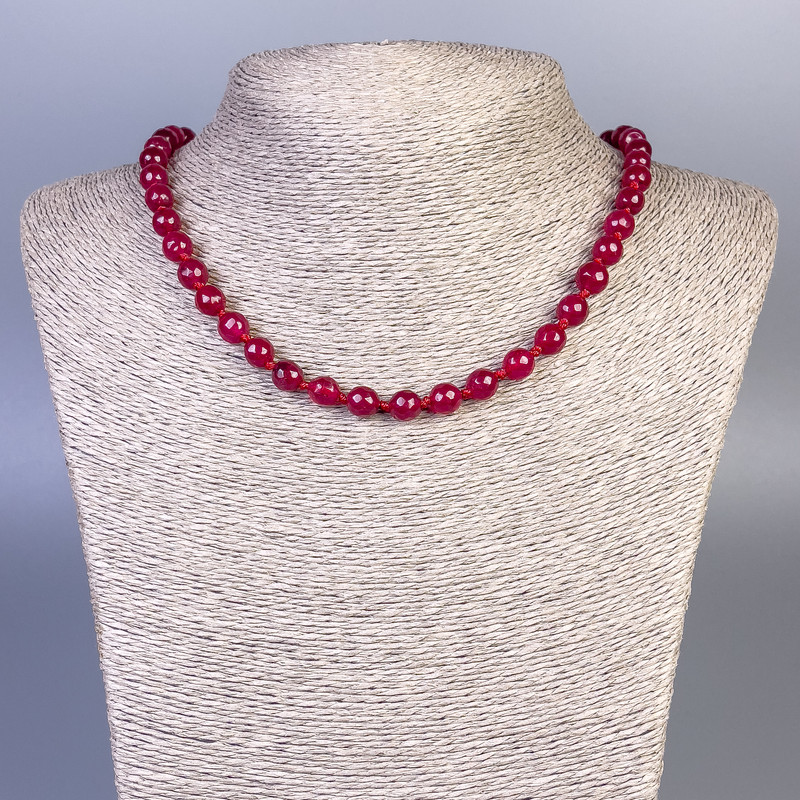 Necklace Turmaline (synthetic) faceted bead, 8mm diameter, length 50cm, with clasp