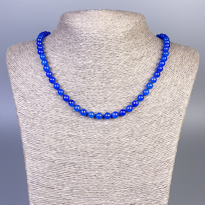 Lapis Lazuli Necklace (artificial acrylic) smooth bead, diameter 6mm±, length 50cm± with clasp