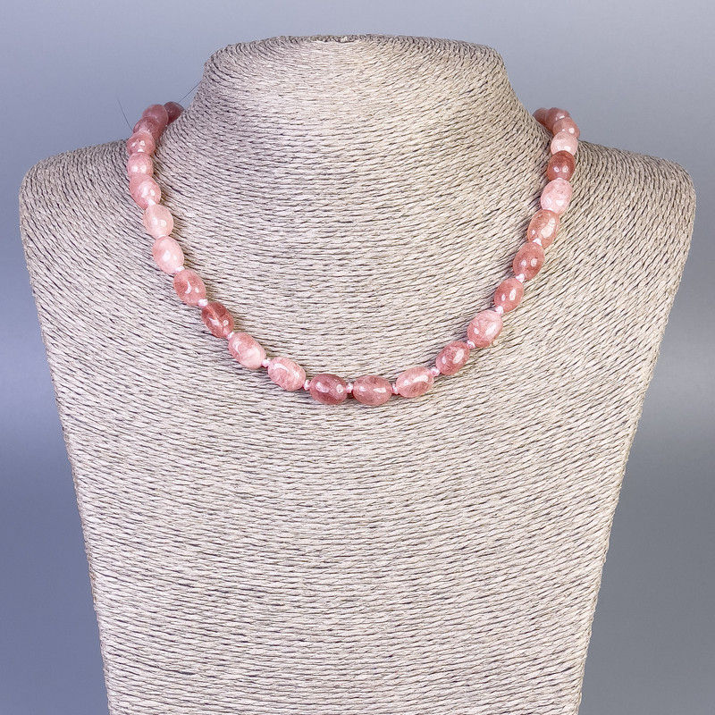 Strawberry Quartz Teardrop Necklace, 10x7mm, ± 45cm length with clasp