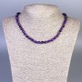 Purple Cat's Eye Bead Necklace, smooth round beads, 6mm diameter ±, length 50cm ± with clasp
