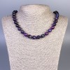 Purple Cat's Eye Bead Necklace, smooth round beads ~10mm diameter, length 45cm ± with clasp