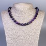 Purple Cat's Eye Bead Necklace, smooth round beads ~10mm diameter, length 45cm ± with clasp