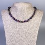 Cat's Eye Beaded Necklace with Multicolor Smooth Round Beads, diameter 8mm±, length 50cm± with clasp