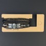 Triple Eco Leather Bracelet with Skull Inlay on Tightening, length 18-24cm, black