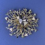 Accent Brooch with Gray Rhinestones and Gray Crystal, Bronze-Gold Metal, 55mm Diameter +
