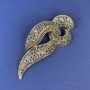 Clearance! Brooch with gray rhinestones in bronze-gold metal, diameter 78×33 mm +