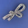 Sale! Bow Brooch with Rainbow Crystals Dark Silver Metal, 78x40 mm diameter +