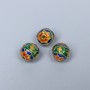 Cloisonné Bead - Cloisonné Bead in Red, Green, Blue, and Yellow Enamel, 9 mm diameter ±, hole 1.5 mm, gold-toned metal color, 1 pc