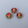 Cloisonné Bead - Cloisonné Bead Red & Green Enamel, diameter 9mm±, hole 2mm, metallic color gold, 1 pc