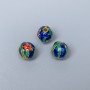 Cloisonné Bead with Enamel in Blue, Red, and Green, 9x9.5 mm, hole 2.1 mm, metal color: gold-plated, 1 pc