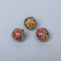 Cloisonné Bead Turquoise-Red Enamel, 10mm diameter ± hole 1.5mm, gold-tone metal, 1 pc