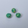 Cloisonné Bead with Green Enamel, 8mm diameter ± hole 1.5mm, metal color gold, 1 pc