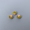 Cluny Cloisonné Bead Rondelle Pink Yellow Purple Enamel, 6x5 mm, hole 1 mm, gold-tone metal, 1 pc