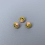Cluny Cloisonné Bead Rondelle Pink Yellow Purple Enamel, 6x5 mm, hole 1 mm, gold-tone metal, 1 pc