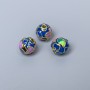 Cloisonné Bead blue-violet-green enamel, 8mm diameter ± hole 1.5mm, metal color gold-tone, 1 pc