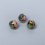Cloisonné Bead in Black Purple Green Enamel, 8mm± diameter, 1.5mm hole, metal color Gold